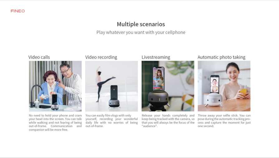 FINEO TOON Mini Stabilizer for Smartphone 360 degree follow-up shooting