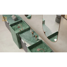 Green Jade Wall Hung Bathroom Sink Marble Vessel Wash Basin