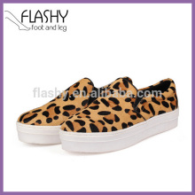 Wholesale high heel women leather sneakers horse leather slip on shoes