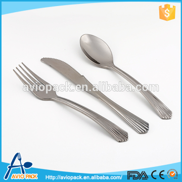 Fashional design tableware sets disposable plastic silver cutlery