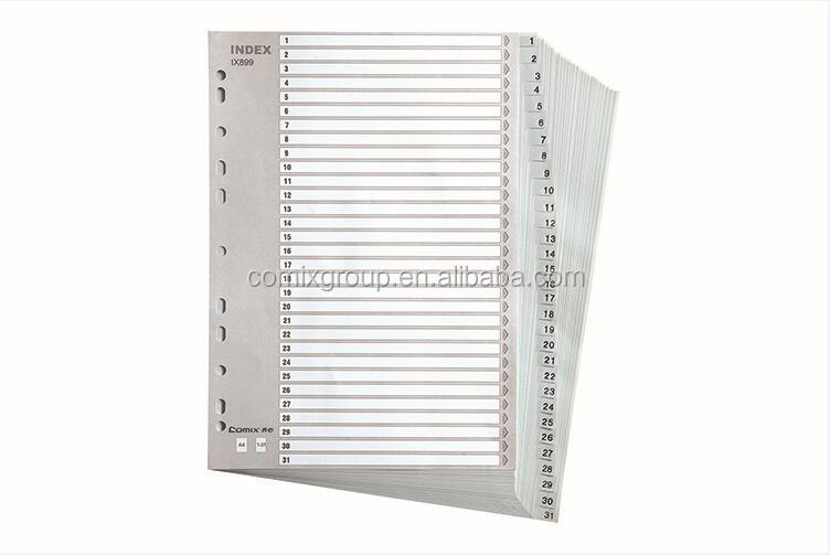 Comix PP Plastic Polypropylene File Subject Paper A4 Index Dividers