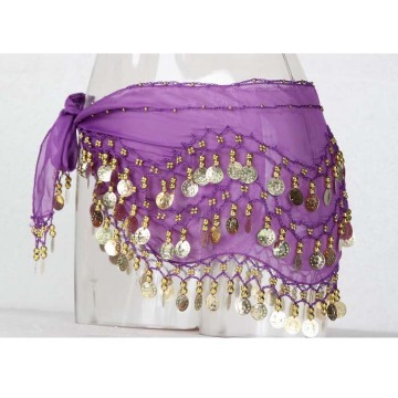 Sequins blue bellydance hip arabic ladies scarf