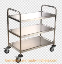 Round Tube Dinner Trolley 3 Layers Serving Trolley Cart Stainless Steel Serving Cart