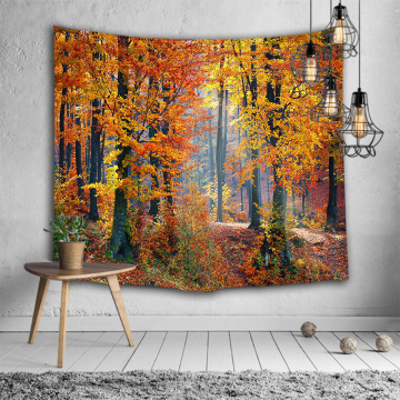 Yellow Leaves Forest Wall Tapestry Natural Landscape Tapestry Wall Hanging for Livingroom Bedroom Dorm Home Decor