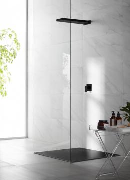 Large waterfall matt black shower head