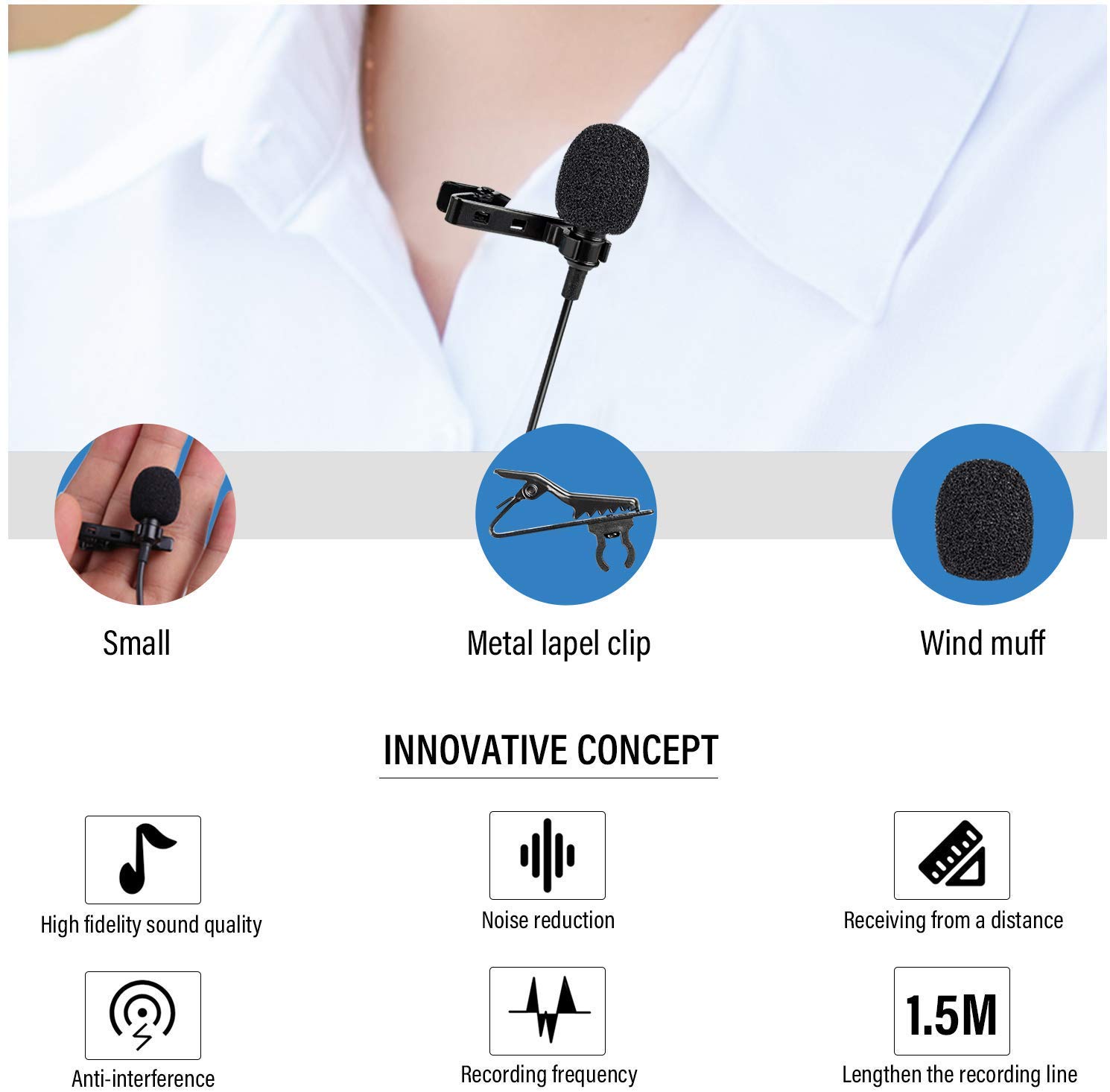 Factory Custom Lavalier Condenser Smart Microphone For Iphone Recording