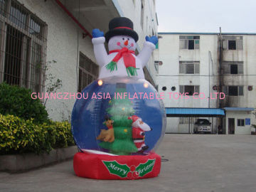 Clear Inflatable Snow Globe With Snow Man Decoration For Party