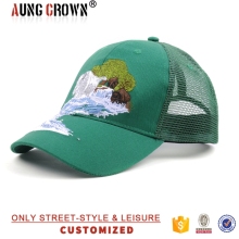 fashion trendy embroidered pattern 6 panel mesh trucker hat