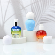 Colorful 30ml Glass Foundation Lotion Jar with Pump - Cosmetic Packaging