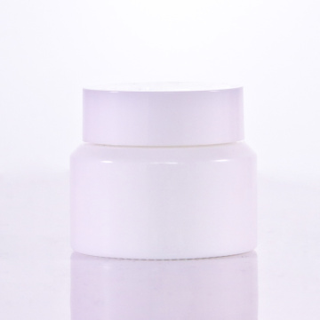 Opal white glass jars with white lid