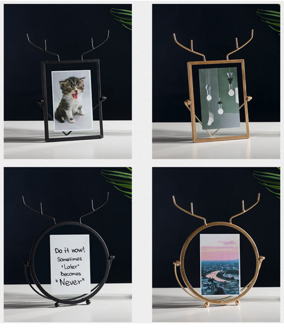 Creative Simple Round Metal Picture Decoration INS Nordic Photo Frame with Glass