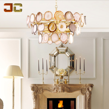 Nordic Agate Stone Lamp: Crystal Colorful Agate Flower Chandelier for Home