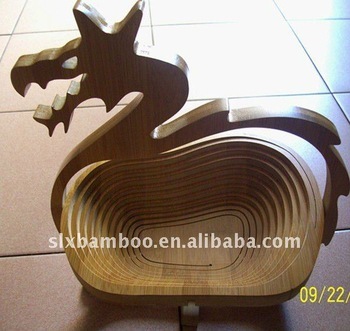 Foldable dargon shaped bamboo fruit basket
