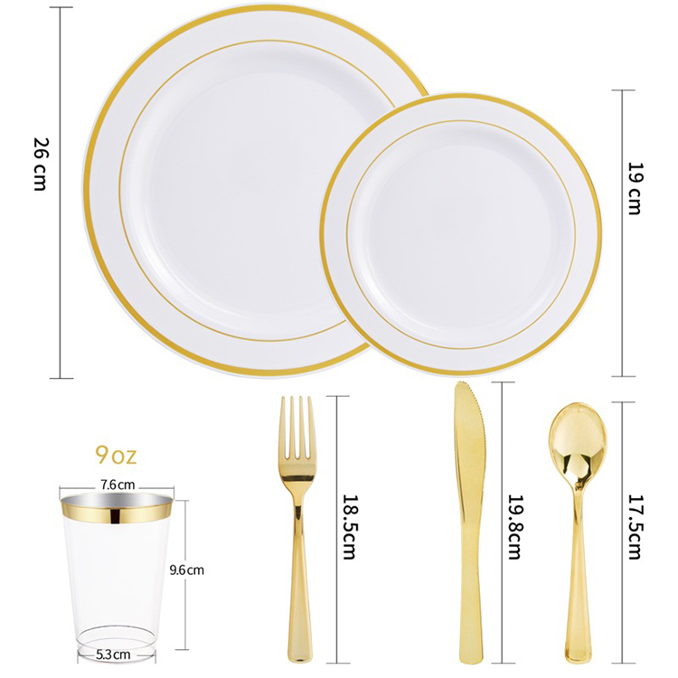 175 Piece Silverware Party Supplies Set - Disposable Dinnerware Set Heavyweight Plastic Tableware Set for Wedding