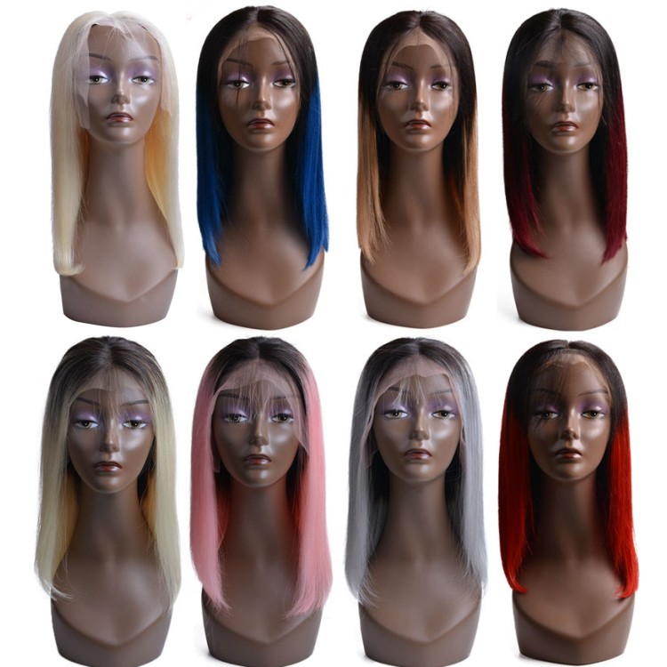 Wholesale Ombre Peruvian Human Lace Wig Short Bob Wigs Colored Lace Front Human Hair Wigs With Baby Hair