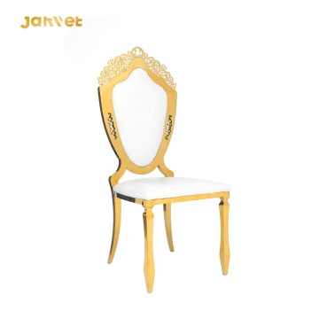 Luxury Royal Wedding Rental Gold Stainless Steel White Event Chairs