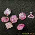 Bescon 7-pc Poly Dice Set Pink Cloud, Bescon Polyhedral RPG Dice Set Pink Cloud