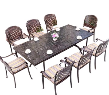Patio Cast Iron Garden Dining Set with Wrought Iron Table and Chairs