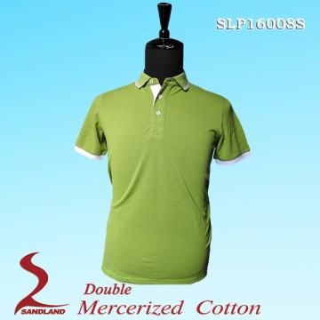 Double mercerized cotton men plain polo shirt