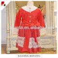 Chinese red snowflake embroidery long sleeve dress