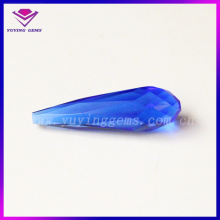 Blue Sapphire Faceted Crystal Clear Glass Stone Drilled for Decoration