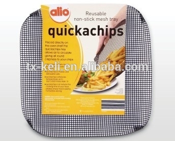 PTFE non-stick reusable microware oven mesh tray/reuasble mesh baking tray