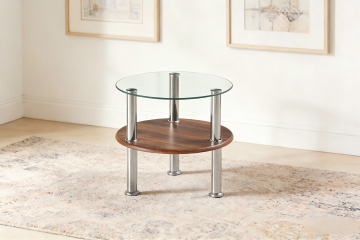 Modern Space-Saving Side Table with Glass Top