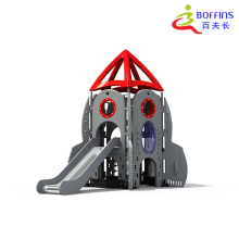 Interactive Red-Gray Rocket Play Structure for Kids
