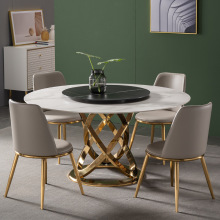 Italian Design: Rotating Round Dining Table with Sintered Stone Marble Top