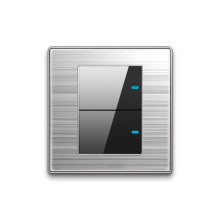 YINKA Brushed Aluminum 2 Gang 16A Powerpoint Light Switch - UK