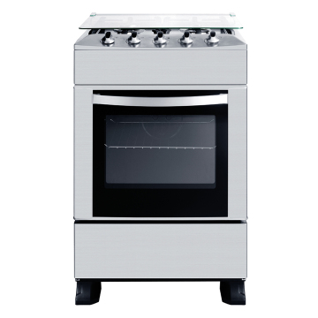 Commercial stainless steel 4-burner gas stove with oven