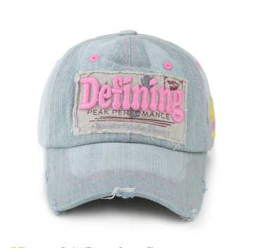 Women custom 6 panel jean washed baseball cap