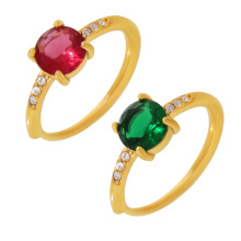 PVD Gold 3 Carat Diamond Red Stone Sapphire Rings