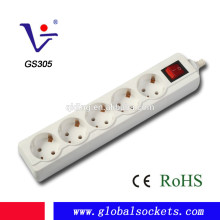 5ways Germany schuko Socket with master switch