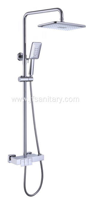 Chrome Shower Mixer Set With Shelf Piano Keys