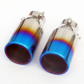 High Performance Stainless Steel Blue Burnt 2.5 Inch Dual Resonated Exhaust Tip Muffler