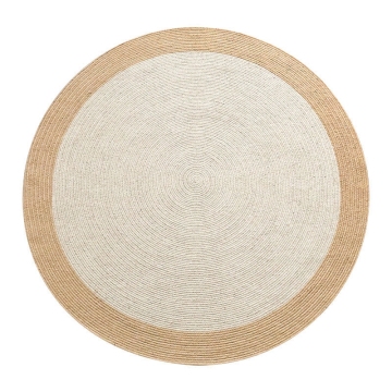 Round Off White Jute braided rug