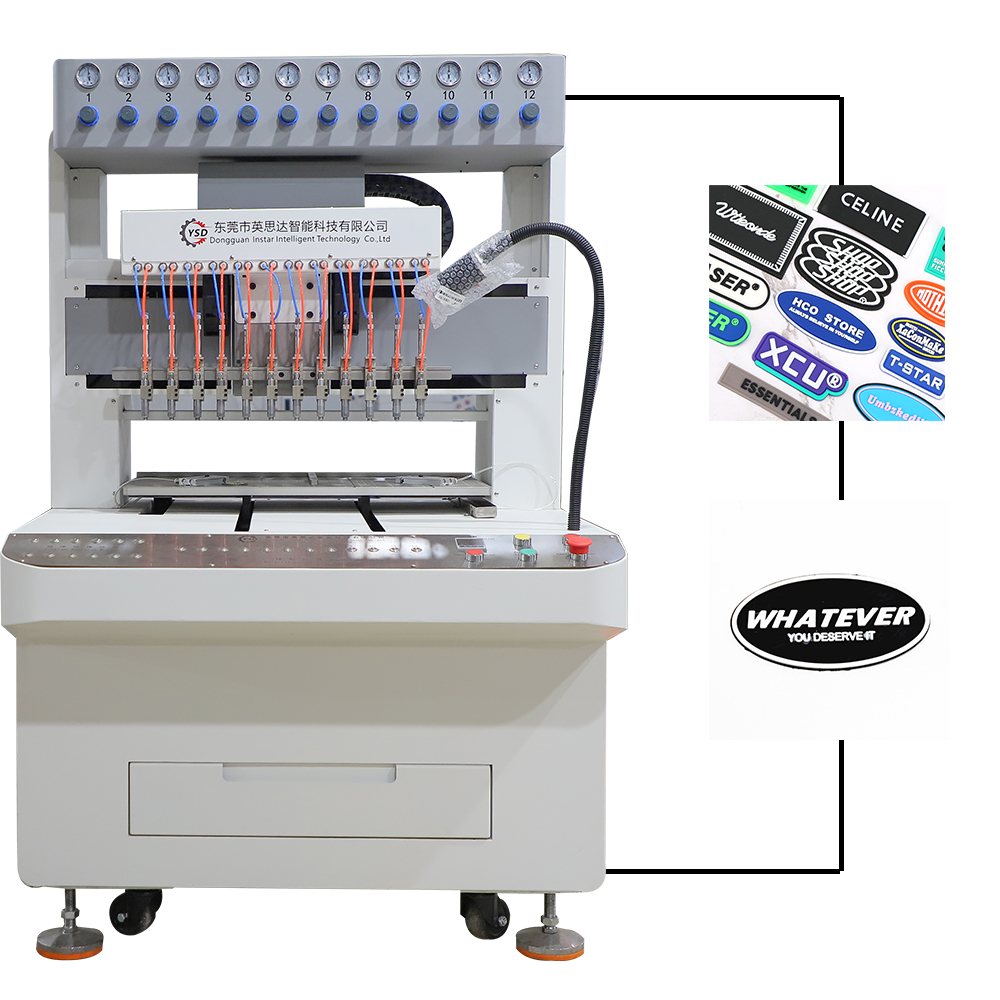 máquina de etiquetas costuradas em pvc pvc sewn label machine