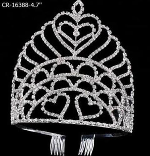 4.7 Inci Heart Clear Stone Queen Pageant Crown