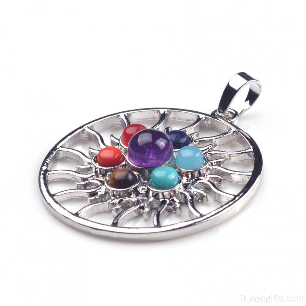 Whoelsale ronde Chakra Reiki cristal Yoga équilibre entre charme Bijoux Pendentif