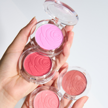 Make Your Own Makeup Pink Rose Blush Powder Cream Makeup Foundation Custom Blush Palette Waterproof Blush Private label
