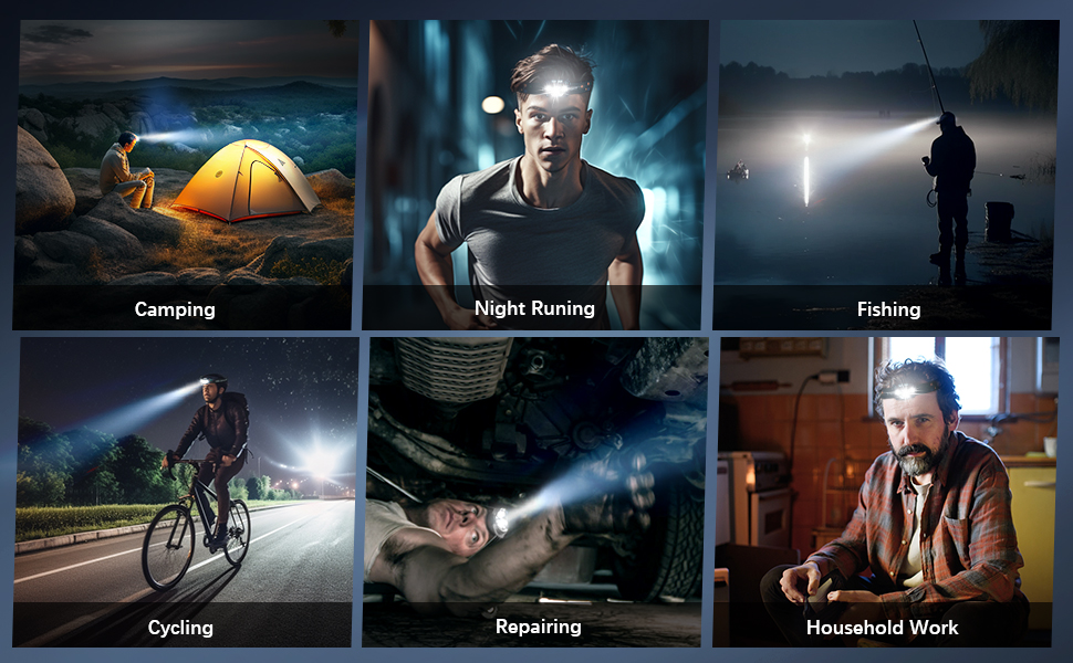 Multifunctional High Lumen Super Bright Motion Sensor USB Rechargeable LED Headlamp for Working Hiking