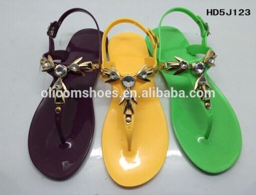 2015 the ladies new design bright PVC jelly slipper