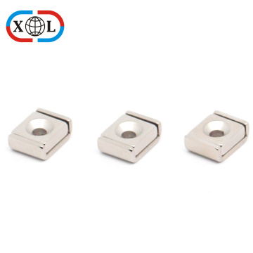 Rectangular Neodymium Pot Magnet with Countersunk Hole