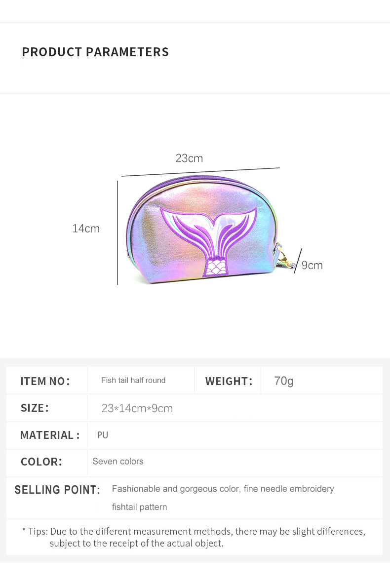 Custom Waterproof Pu Leather Mermaid Make Up Gift Travel Pink Toiletry Bag Private Label Fashion Cosmetic Makeup Bags Women