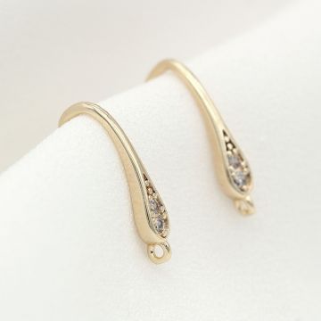 14K Gold Plated Zircon Earring Hooks for Wholesale