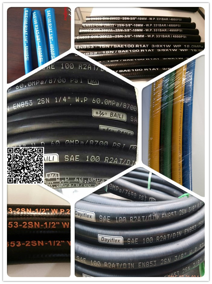 SAE 1SN/2SN/R1/R2 1/4" to 2" high pressure flexible hydraulic hose