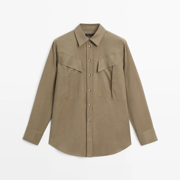 Women's pocket decoration long shirt