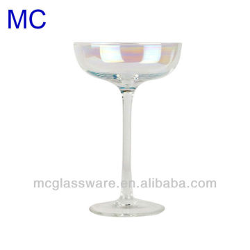 Handmade rainbow colored champagne saucer