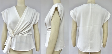 Knotted Crepe V-neckline Top